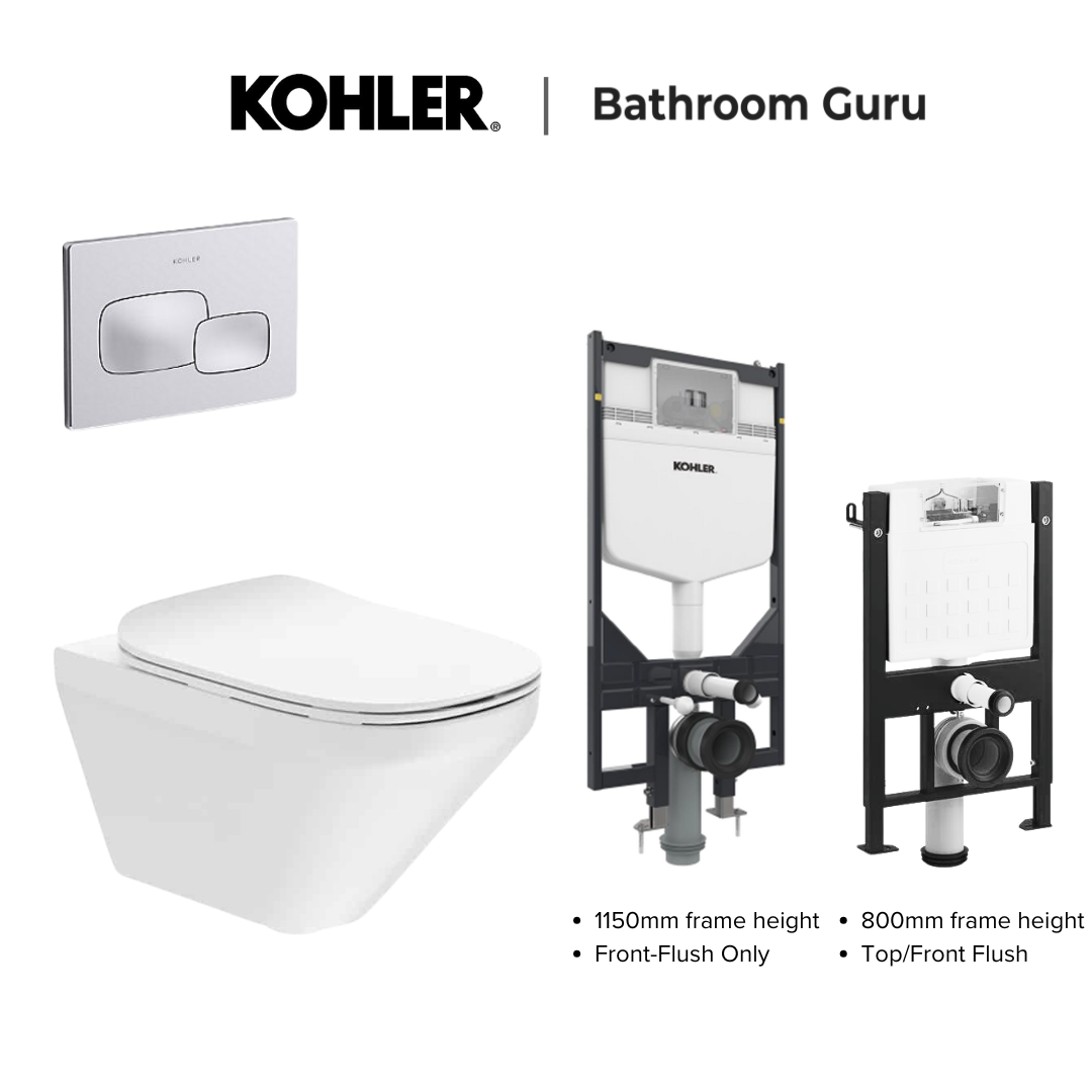 Kohler MODERNLIFE Edge Wall Hung Toilet Bowl & Complete Bundle Set - K-27903IN-SS-0