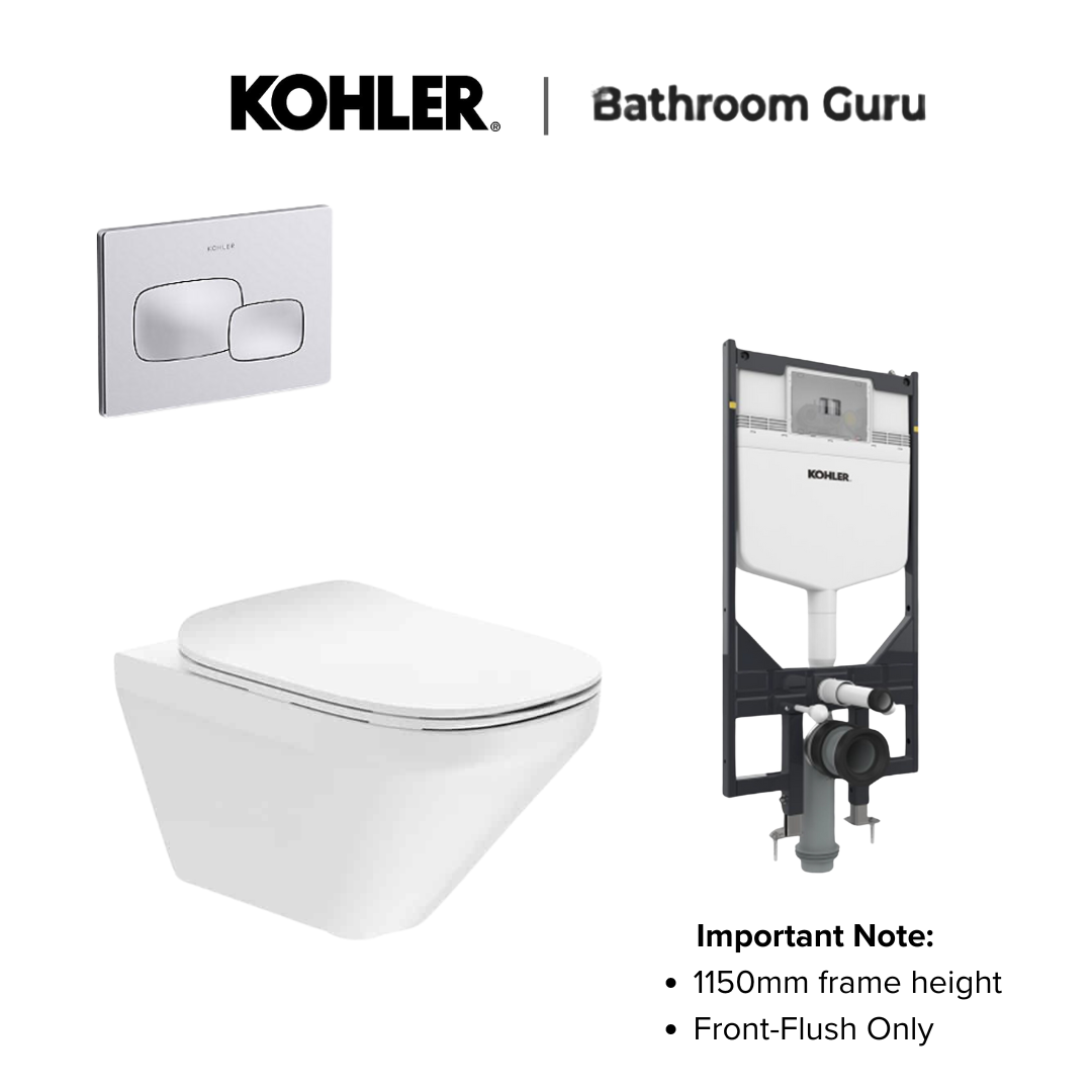 Kohler MODERNLIFE Edge Wall Hung Toilet Bowl & Complete Bundle Set - K-27903IN-SS-0