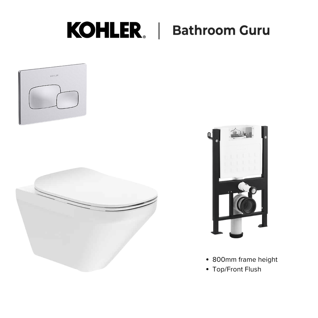 Kohler MODERNLIFE Edge Wall Hung Toilet Bowl & Complete Bundle Set - K-27903IN-SS-0