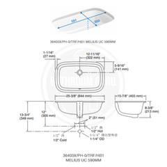Kohler MELIUS Undercounter Washbasin 530mm / 590mm - 36402T-0 / 36403T-0