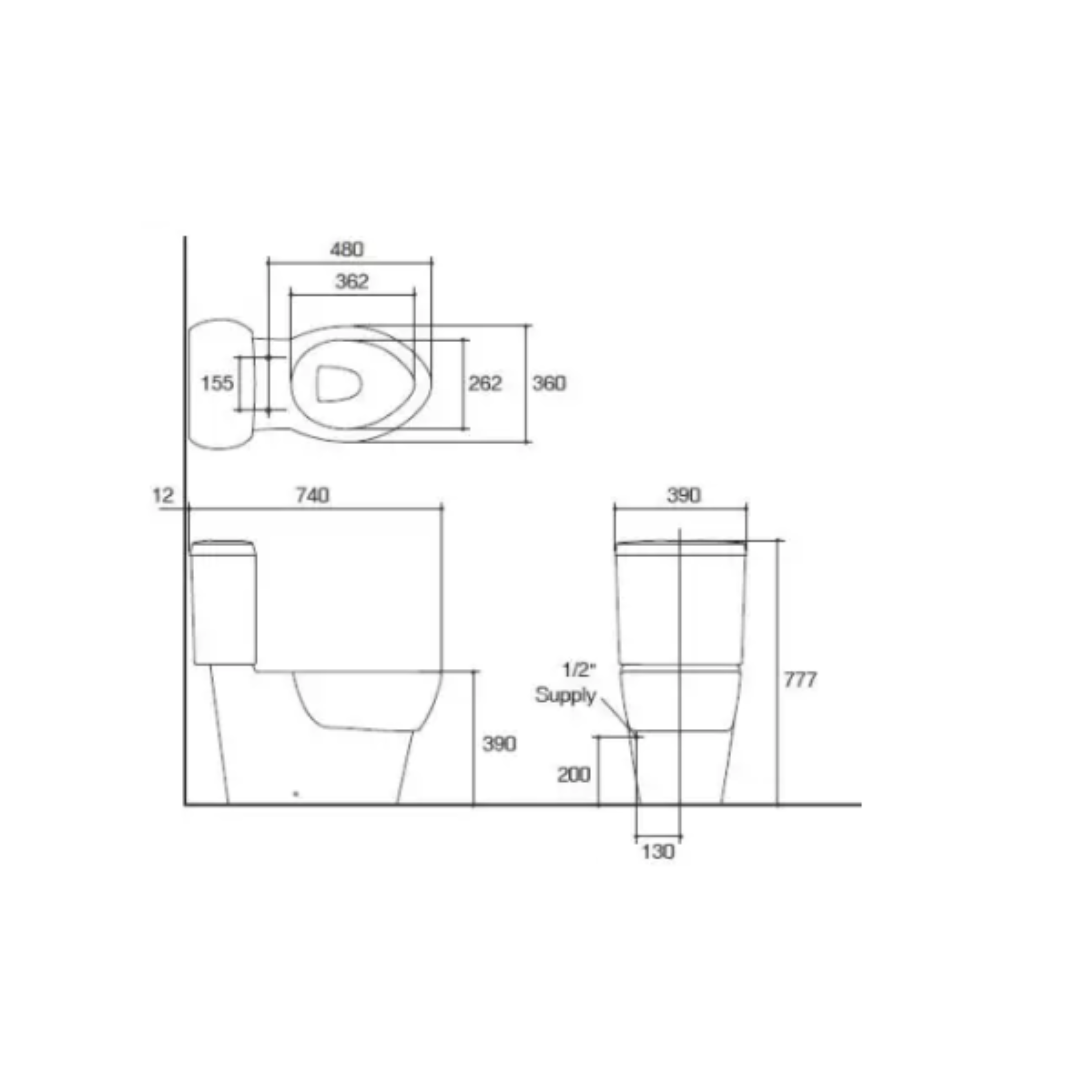 Kohler OVE 3/4.5L dual flush 1-piece toilet bowl WC 45382RZZ0