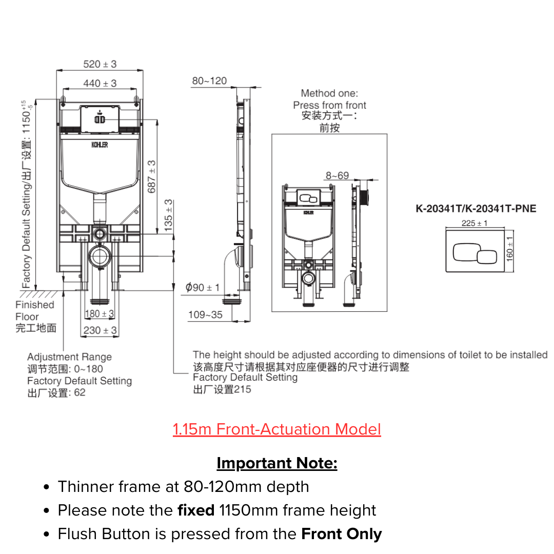 Kohler Veil Wall Hung WC Complete Bundle Set - 5723K