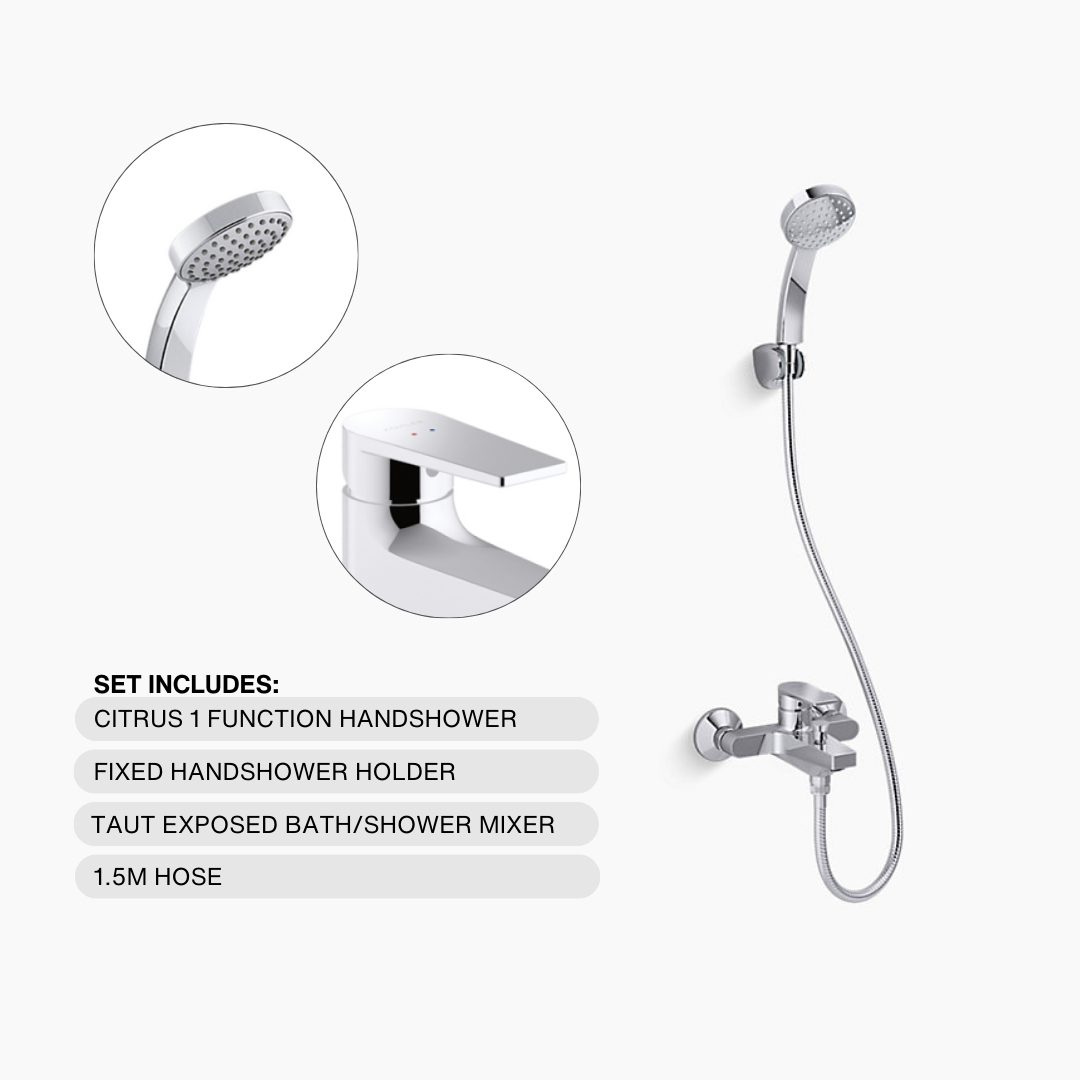 Kohler TAUT Wall Mount Exposed Bath/Shower Set - K-74036T-4E2-CP