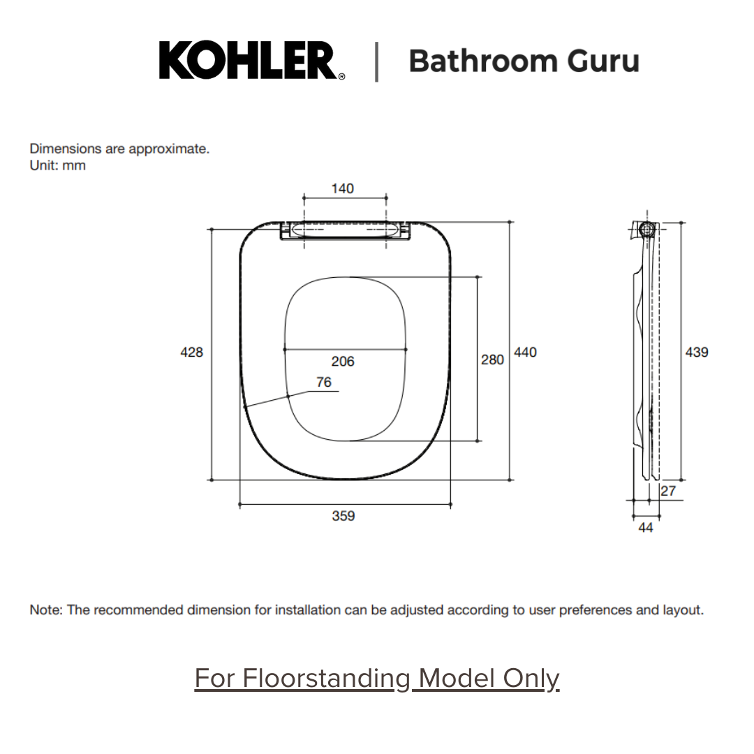 Kohler MODERNLIFE Close Coupled Rimless Toilet Bowl 77707K0