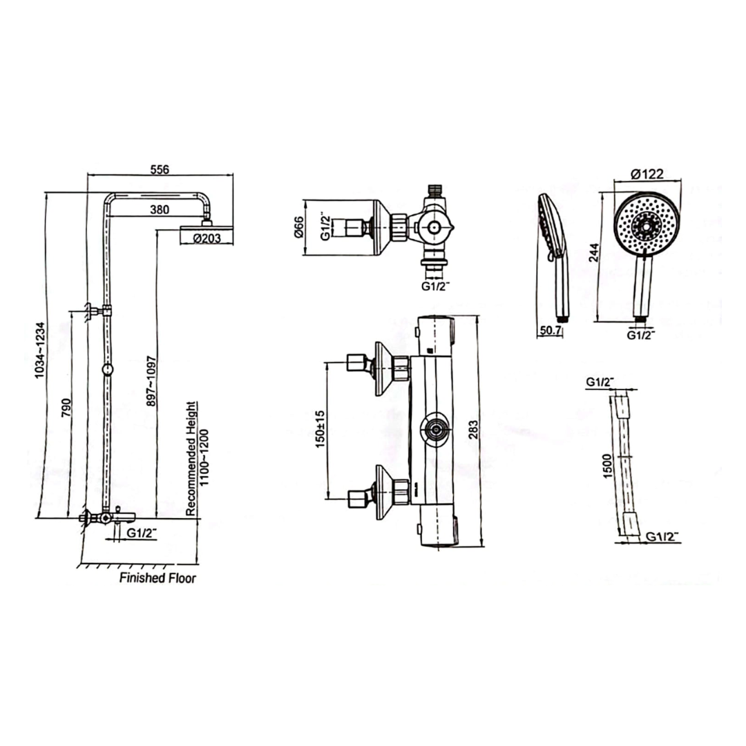 Kohler VITEO 2 Way Thermostatic Shower Column - K-79923T-B9-CP