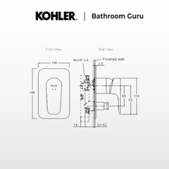 Kohler Aleo Concealed Bath & Shower Mixer with Diverter - Slim Trim