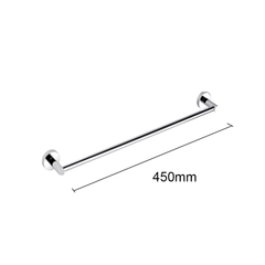 h+m Single Matt Black Towel Rail 450mm / 600mm