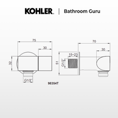 Kohler Exhale Handshower Bracket With Water Supply 98354TCP