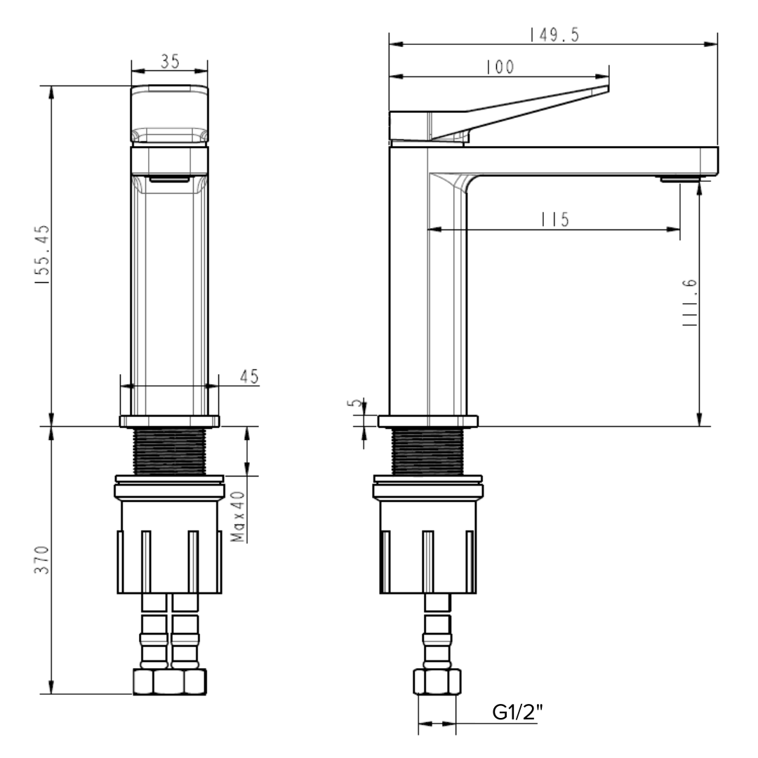 h+m Allure Deck Mount Single Lever Basin Mixer - AL101