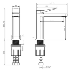 h+m Allure Deck Mount Single Lever Basin Mixer - AL101