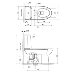 American Standard Neo Modern 4.2/3L  One-Piece Toilet Bowl WC CL25315-6DACTCB