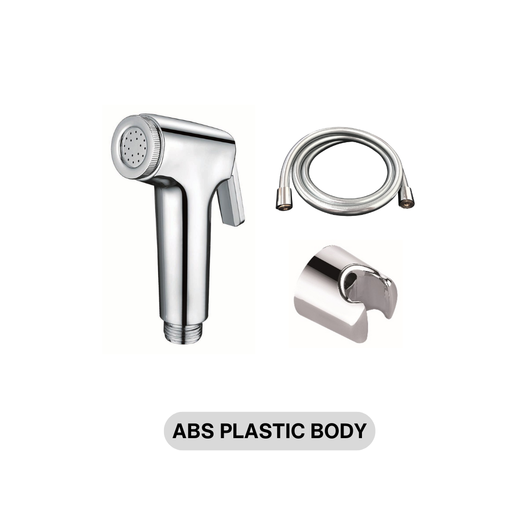h+m ABS Bidet Spray Set with ABS Wall Bracket, 1.2m PVC Hose - BDS12R