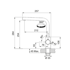 Franke LINA L-Shaped Kitchen Mixer with Swivel Spout - CT9021C