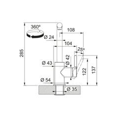 Franke LINA L-Shaped Kitchen Mixer with Pull-Out Swivel Spout - CT935C