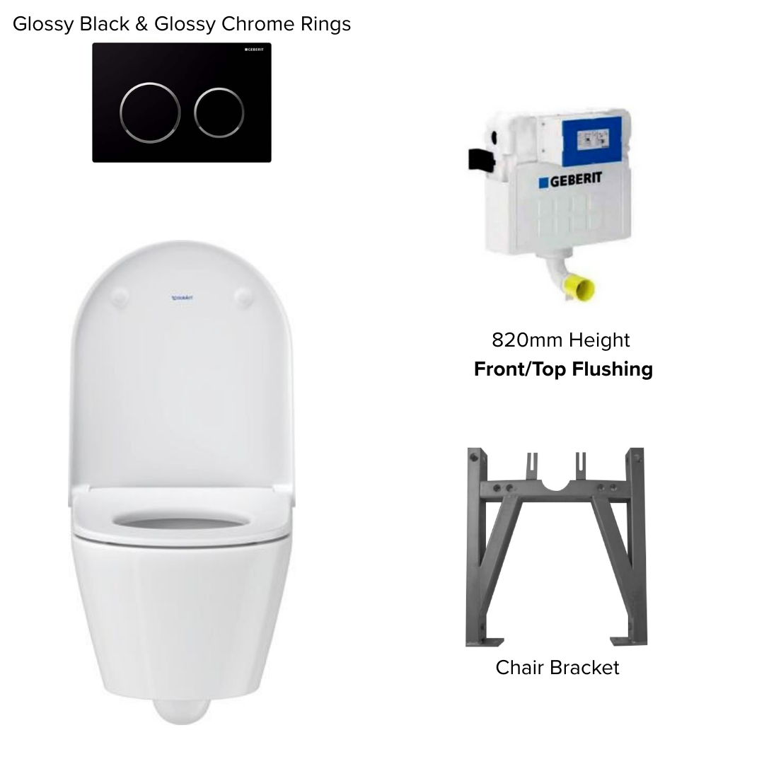 Duravit D-Neo Rimless Wall Hung WC Bundle with Geberit Kappa Flushing System