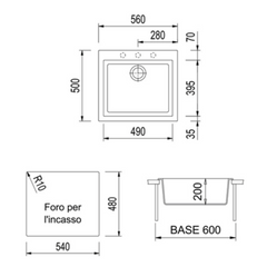 Telma Cube Single Bowl Granite Kitchen Sink 560mm