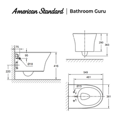 American Standard Signature Wall Hung Toilet Bowl CCAS3140-W20400F0