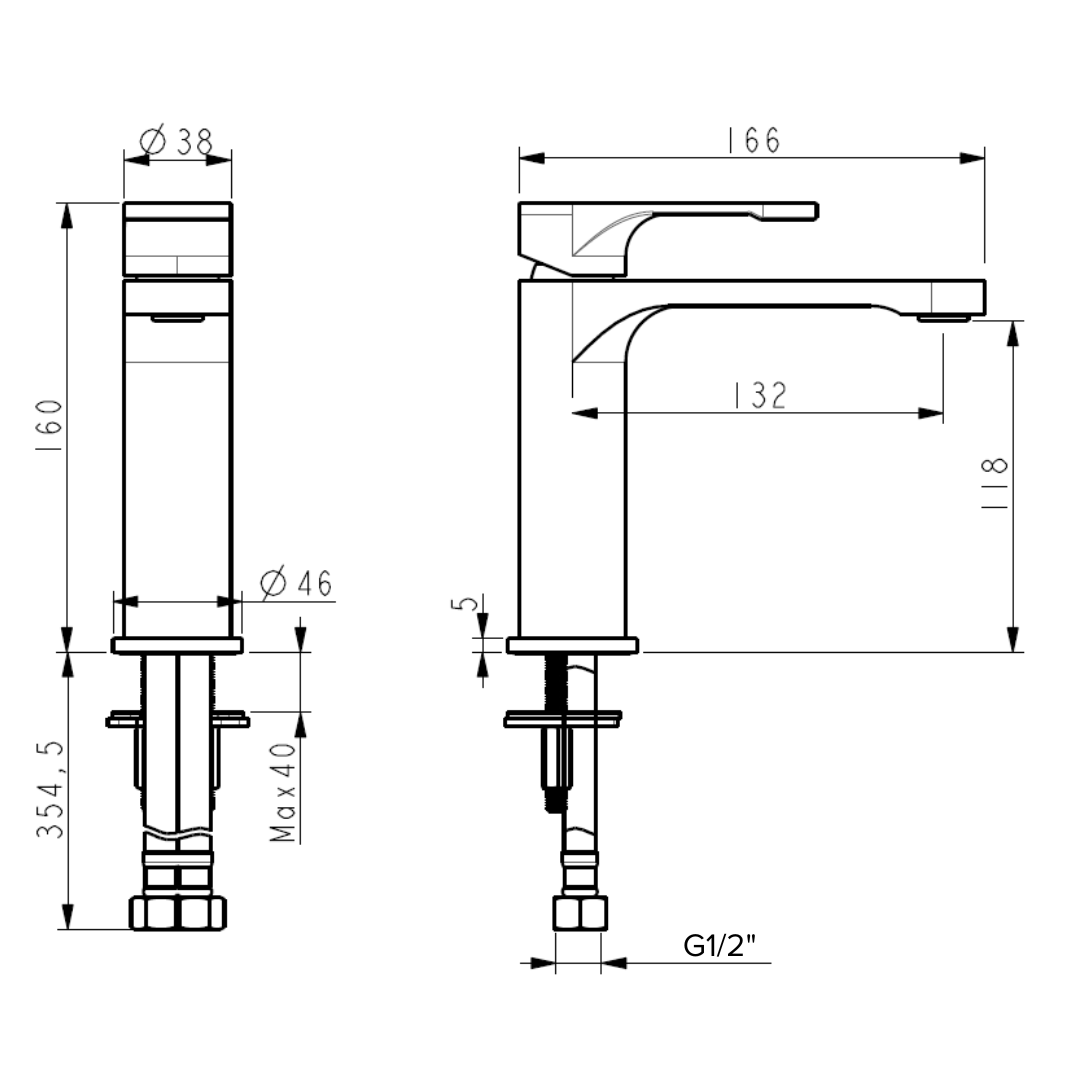 h+m Flow Deck Mount Single Lever Basin Mixer - FL101