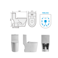 h+m One-Piece Floorstanding WC (Rimless) - HMW003