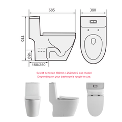 h+m Turbo Tornado One Piece Floorstanding Toilet - HMW005