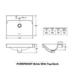 Kohler FOREFRONT Brink Countertop Basin with Tap Deck - K-30506T-1-0