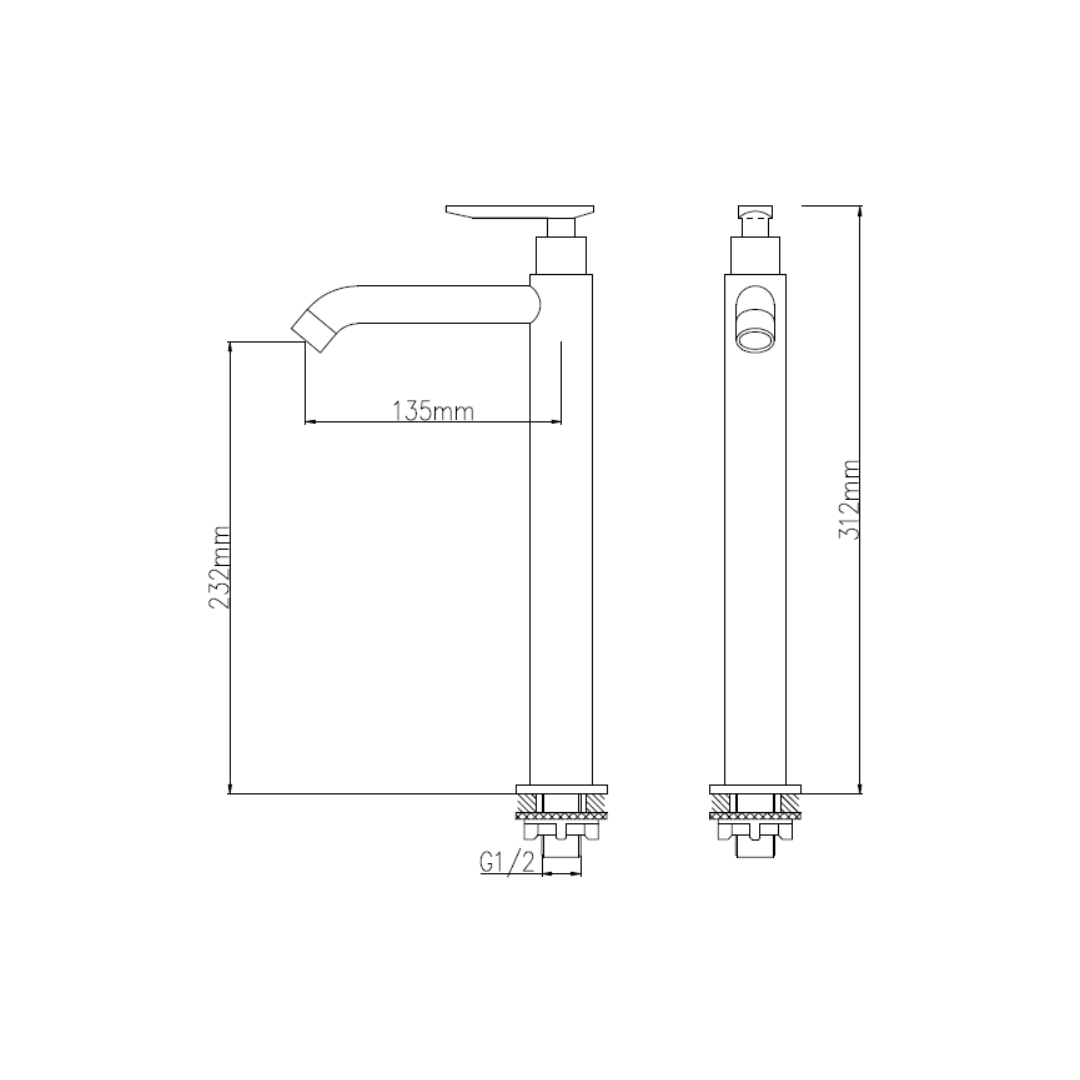 H+M RONDO Single Lever Tall Cold Water Tap - KT6211