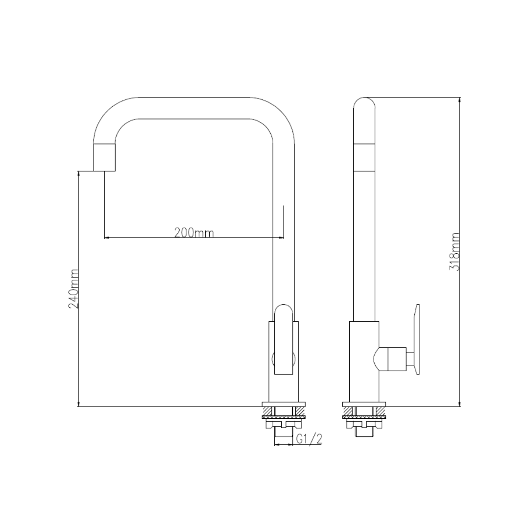 H+M RONDO Single Lever Cold Water Kitchen Tap - KT6313