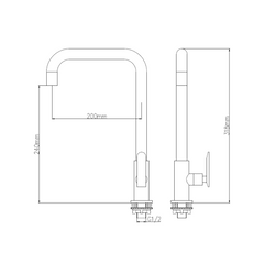 H+M RONDO Single Lever Cold Water Kitchen Tap - KT6313