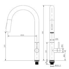 h+m Cold Water Kitchen Tap with Pull-Out Spout - KX8111