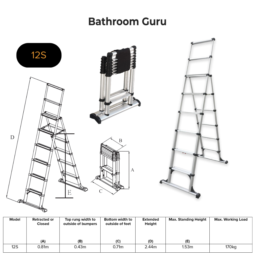 Telescopic Aluminium Combi Ladder 2.02m / 2.6m / 3.2m