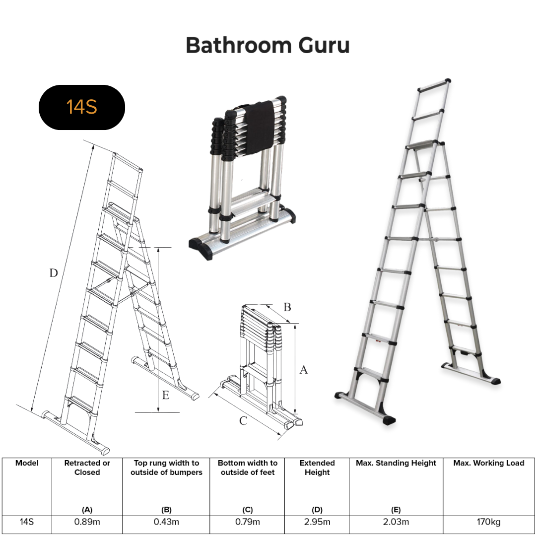 Telescopic Aluminium Combi Ladder 2.02m / 2.6m / 3.2m