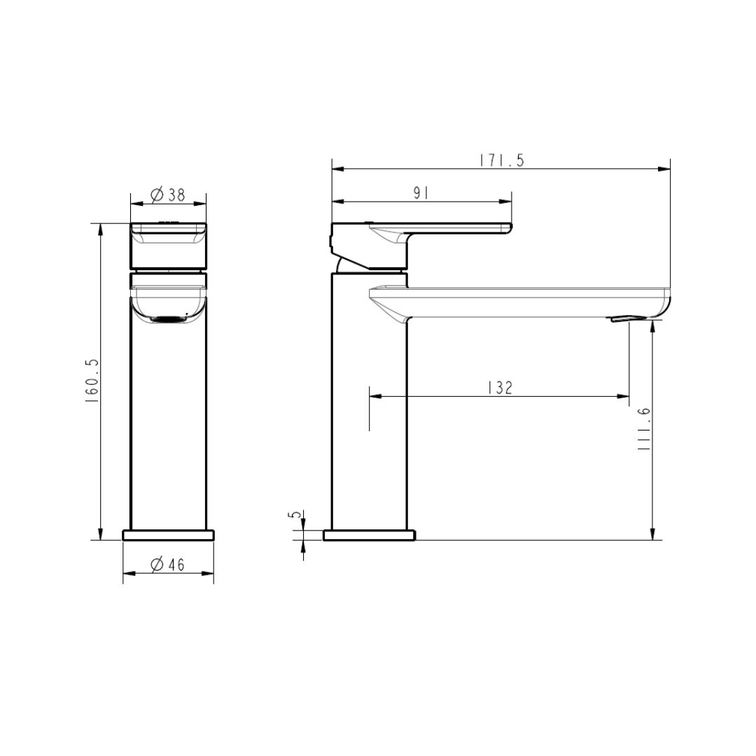 h+m NICO Deck Mount Single Lever Basin Mixer - NC101