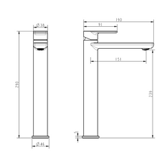 h+m NICO Tall Deck Mount Single Lever Basin Mixer - NC102