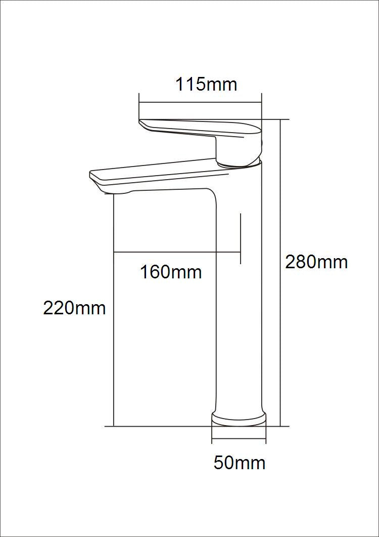 h+m Alpha Tall Single Lever Basin Mixer Without Waste - AP102