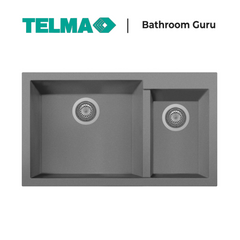 Telma Cube Double Bowl Granite Kitchen Sink 860mm