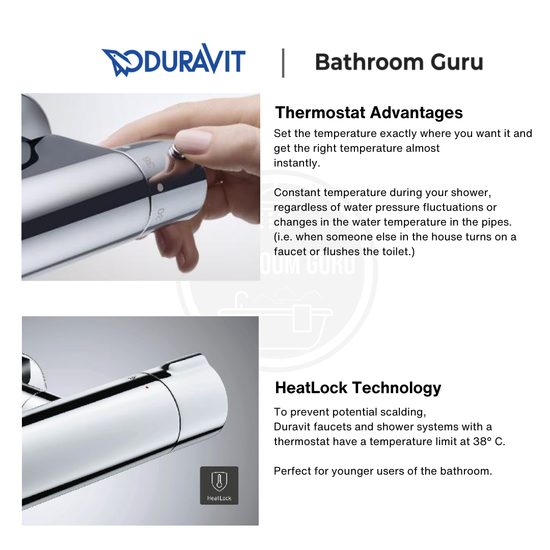 Duravit WAVE Two-Way Thermostatic Shower System for Exposed Installation - WA4280008