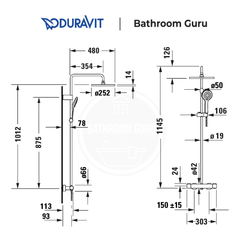 Duravit WAVE Two-Way Thermostatic Shower System for Exposed Installation - WA4280008