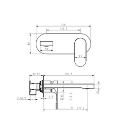 h+m Flow Wall-Mount Single Lever Basin Mixer - FL104