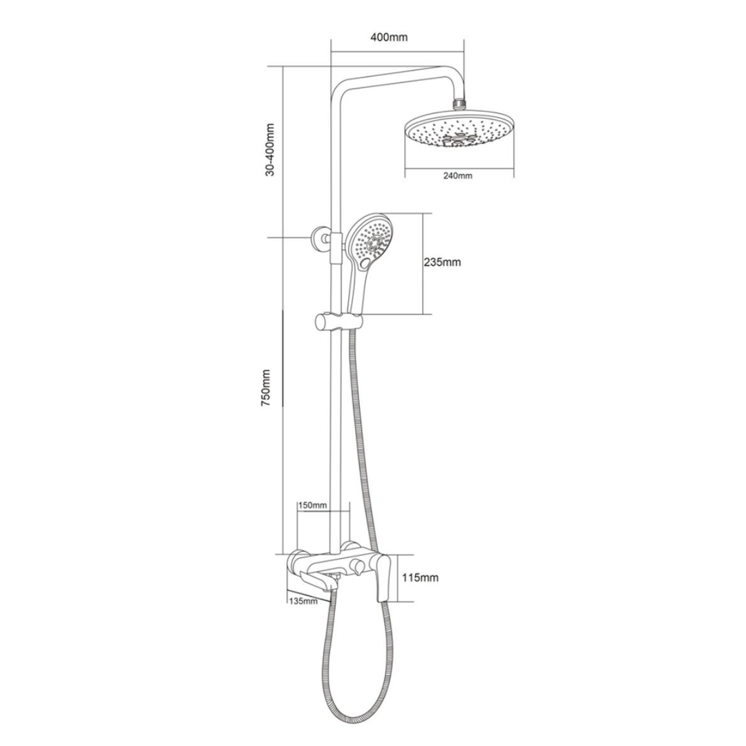 H+M Exposed Shower Column Set With Foldable Bath Mixer Spout KX8206