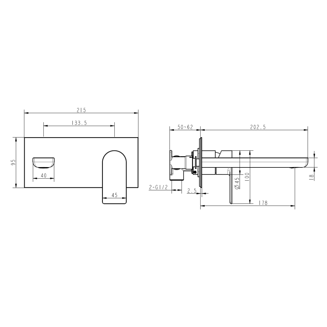 h+m NICO Wall Mount Single Lever Basin Mixer - NC104