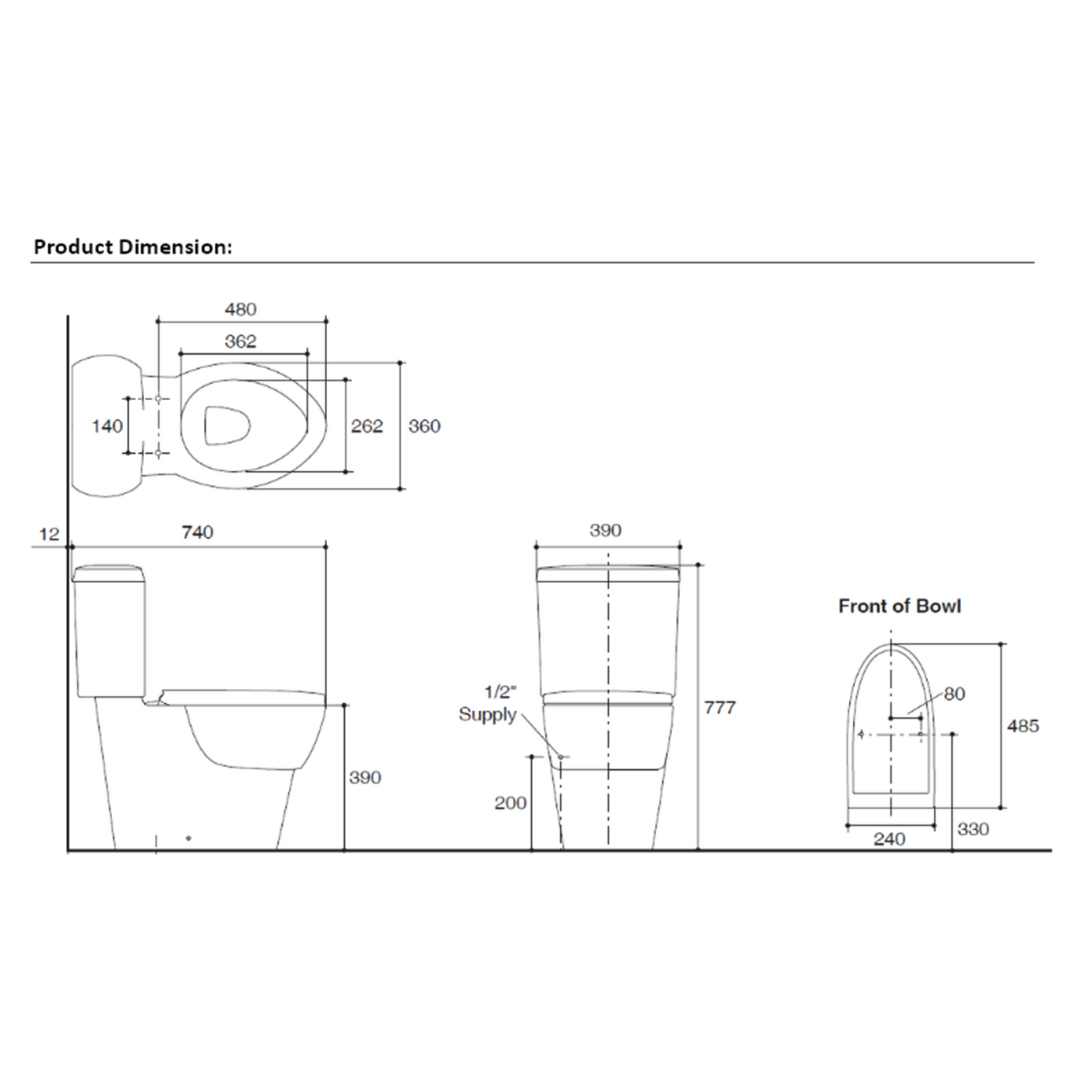 Kohler OVE 3/4.5L Dual Flush One Piece Toilet Bowl - 45382RZZ0