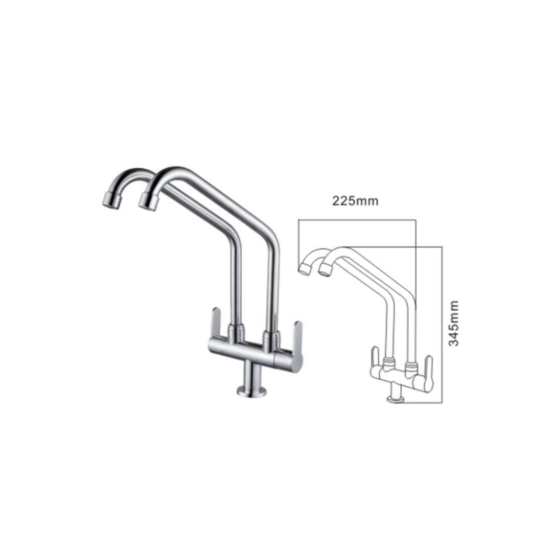 H+M Dual spout cold water kitchen sink tap KX022513