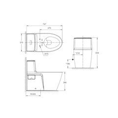 American Standard Acacia E SupaSleek 2.6/4L One-Piece Toilet Bowl CL20075-6DASGCBT