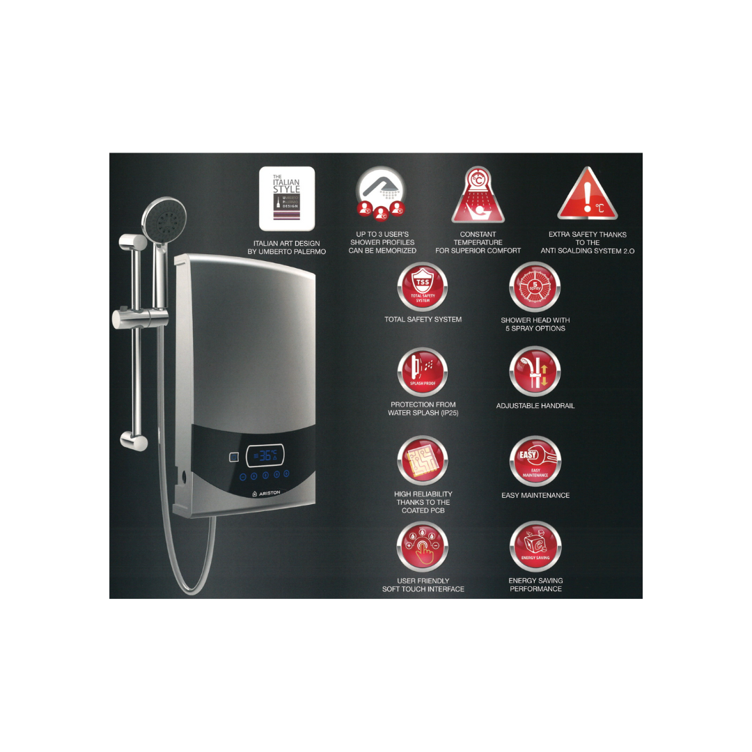 Ariston Aures Easy instantaneous Electric Water Heater ARI-ST33-WHI