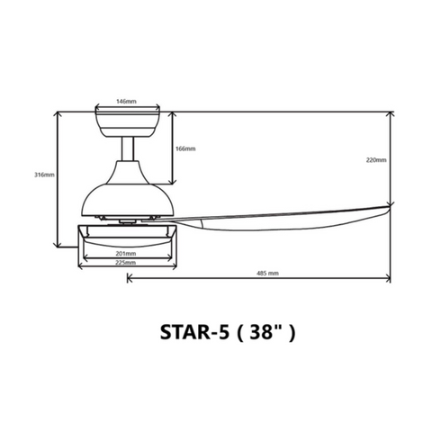 Bestar Star-5 38"/48"/58" ceiling fan STAR538
