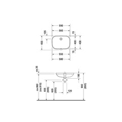 Duravit D-code undercounter basin with overflow DUR-0338560000-WHI 