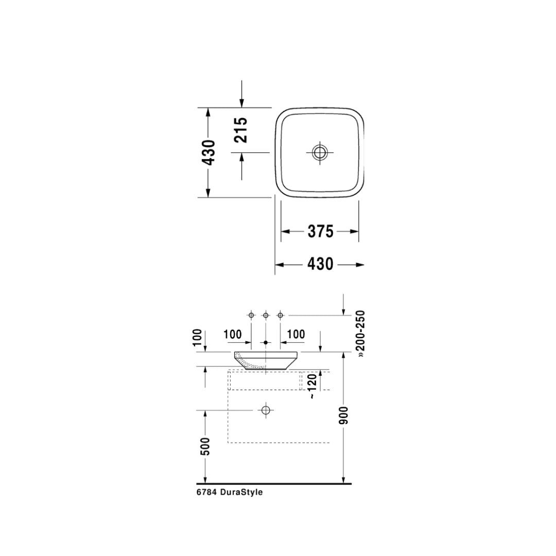 Duravit Durastyle square countertop basin DUR-0349430000-WHI