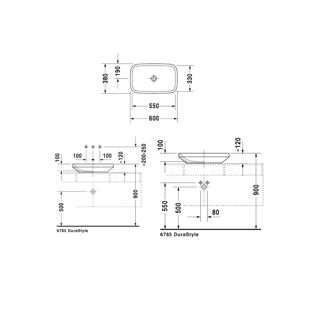 Duravit Durastyle rectangular countertop basin DUR-0349600000-WHI