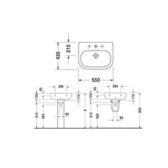 Duravit D-code wall-hung washbasin DUR-23105500002-WHI 