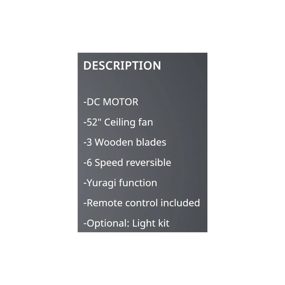 Elmark Ferron 52" ceiling fan Brushed Nickel + Pine  ELM-FERRONBN+PINE-BNP